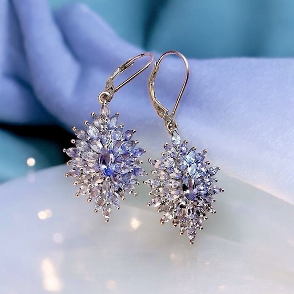 Lavender Tanzanite Sterling Silver Earrings - Picture 5 of 14